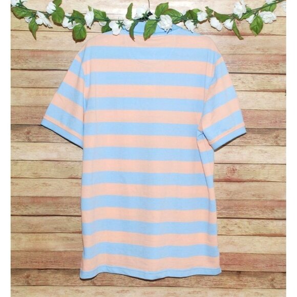 NWT Izod Advantage Men's Size Large Peach Blue Striped Polo Shirt Sport Flex - Picture 5 of 9